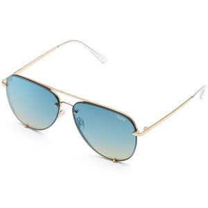 QUAY HIGH KEY GOLD BLUE ROSE LENS SUNGLASSES